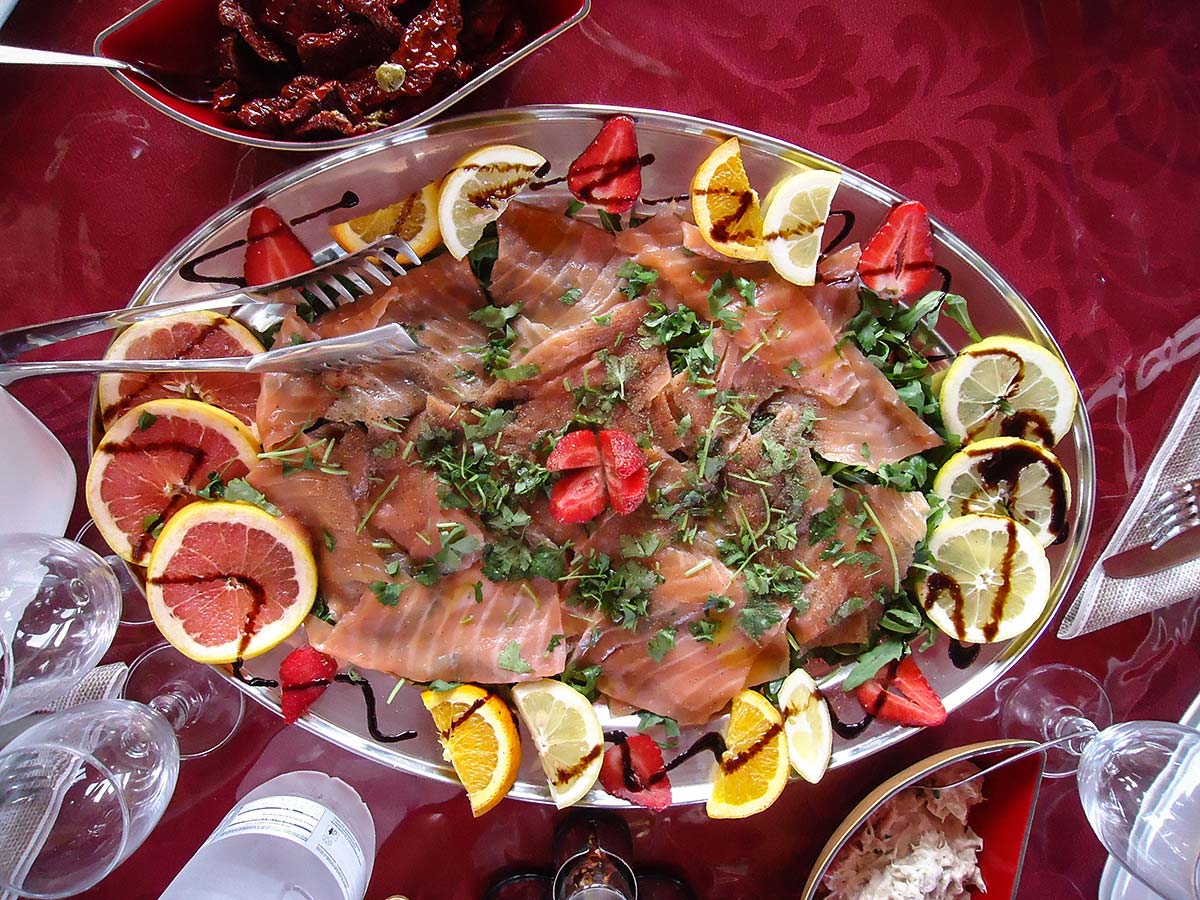 Food served in a gulet on Sailing and Hiking in the Aeolian Islands tour