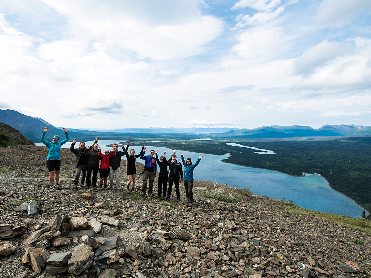 Group of hikers posing in Kluane National Park Yukon Canada