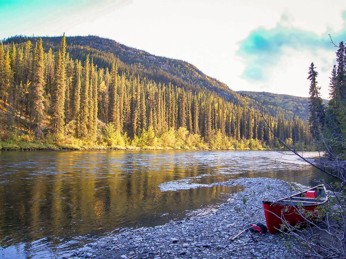 Camping along the Big Salmon River in Yukon