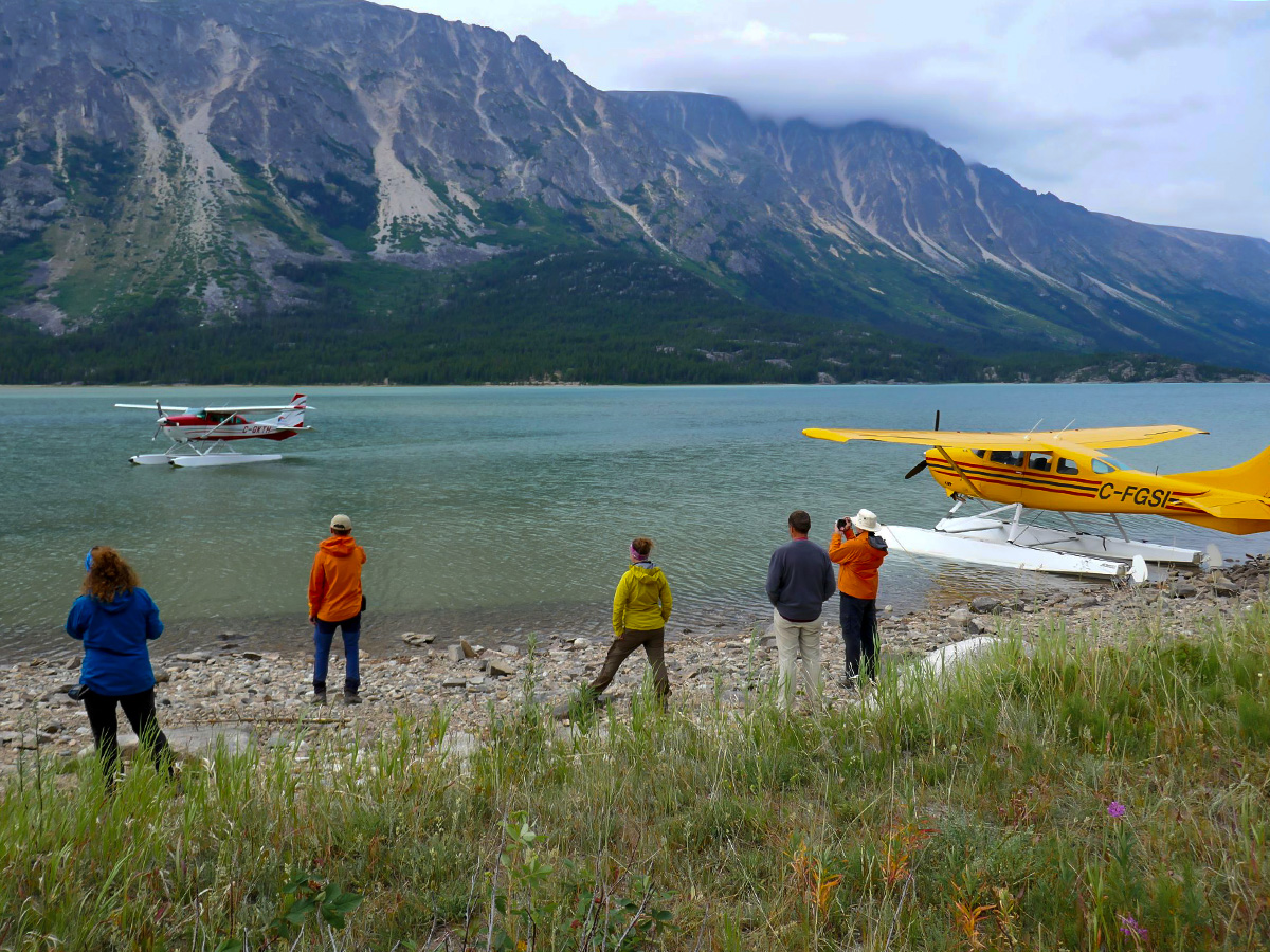 Float plane pick up at Bennet Lake in Canada