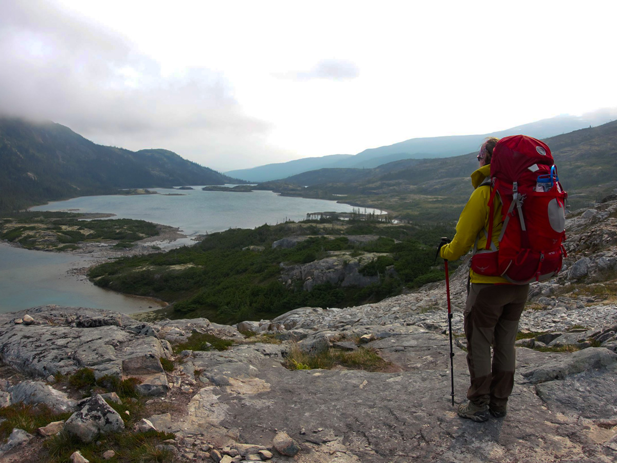 Hiker on Chilkoot Trail in Alaska and British Columbia