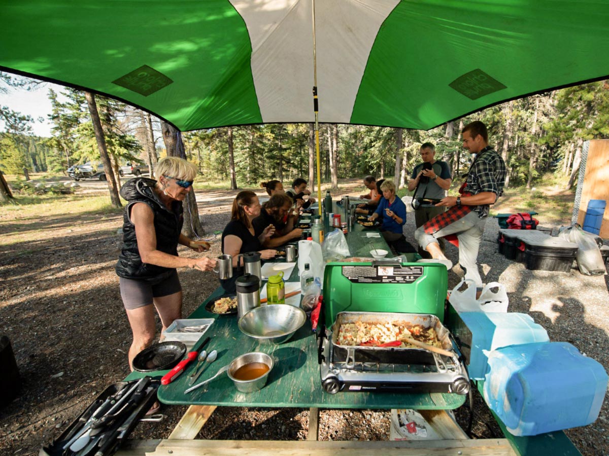 Cooking in Camp on a guided tour from Rockies to Alaska