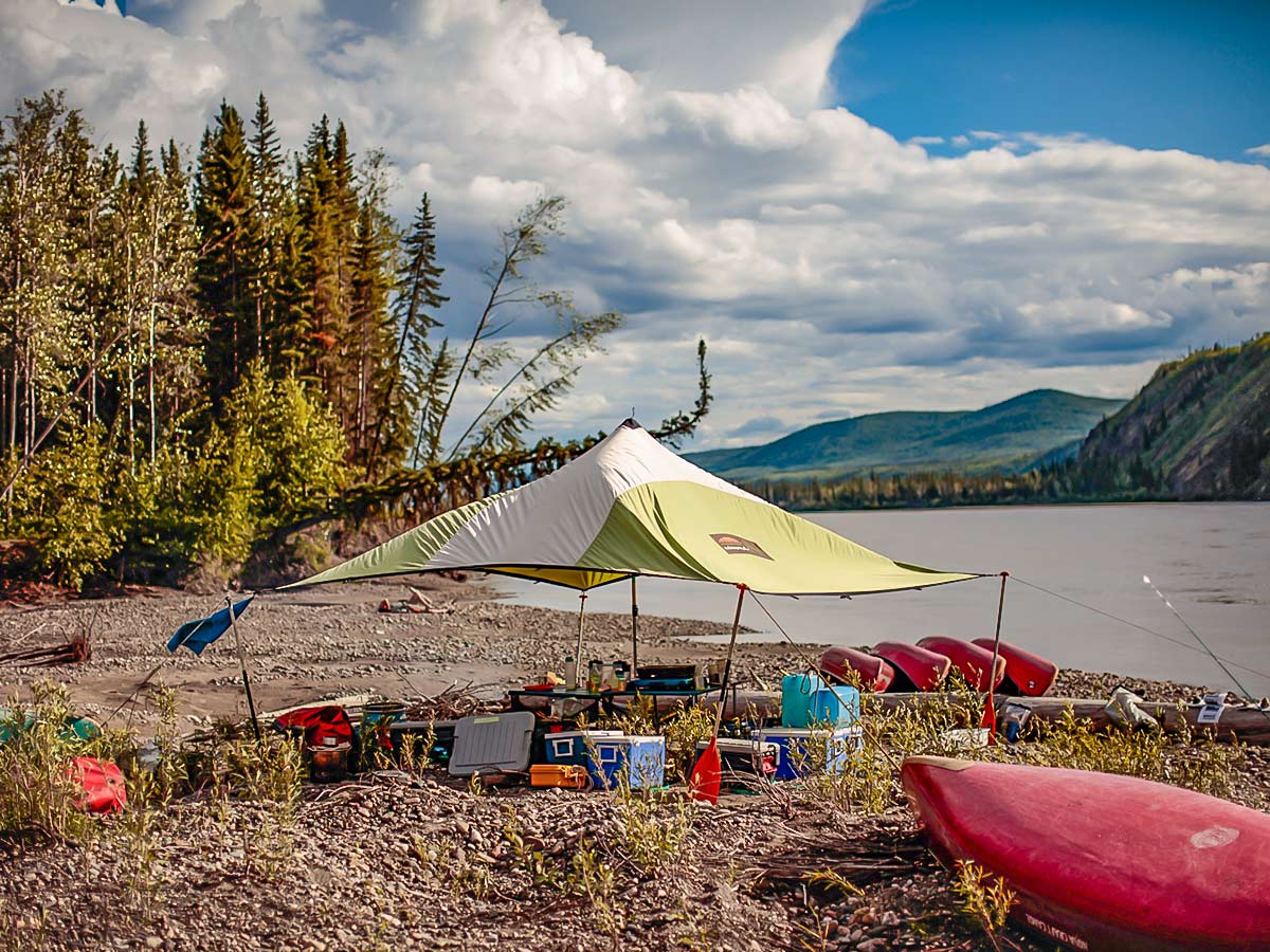 Camp Set on Yukon River Canoeing Tour
