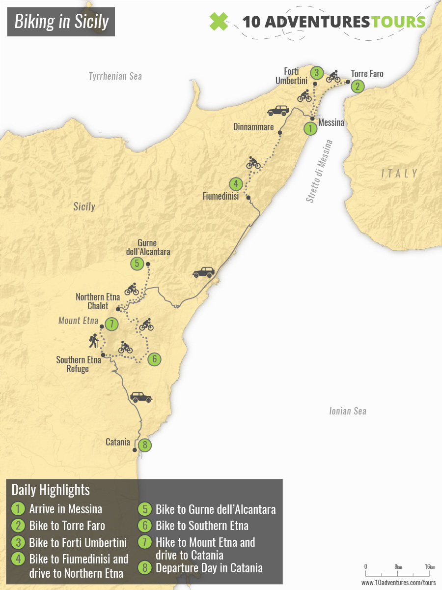 Map of Biking in Sicily with a guide