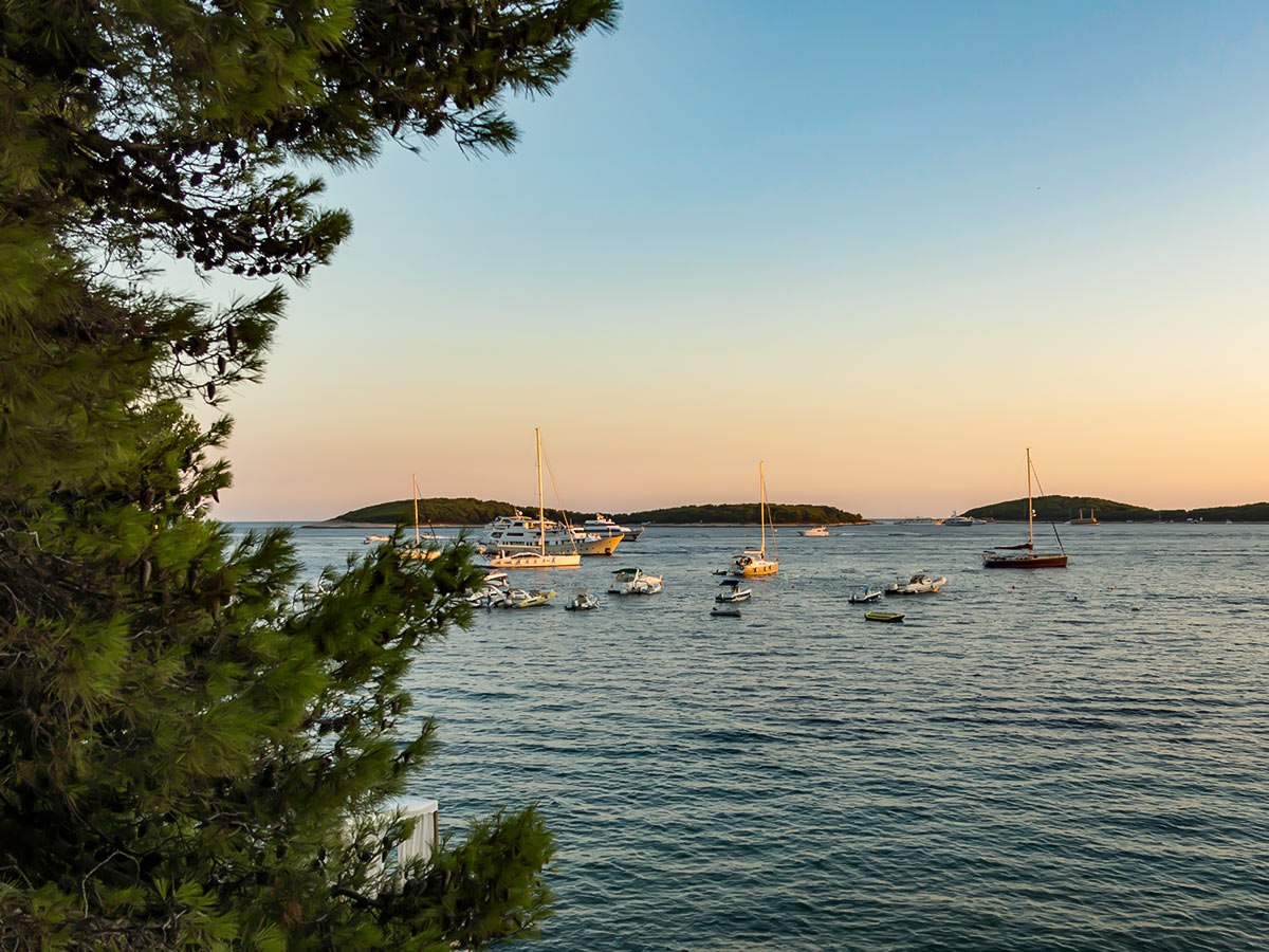 Beautiful sunset over the coast in Croatia, seen on 5-day Sailing Adventure in Croatia