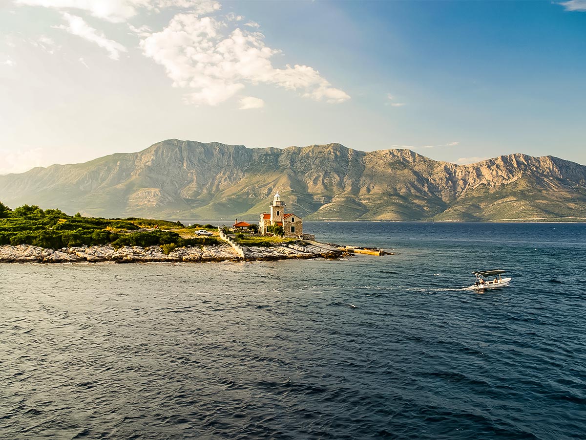 Beautiful panoramas of the Dalmatian Sea seen near Hvar Island Croatia
