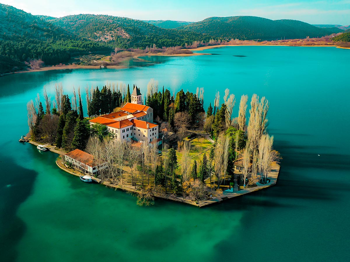 Visovac Monastery in Croatia seen on 5-day Sailing Adventure in Croatia