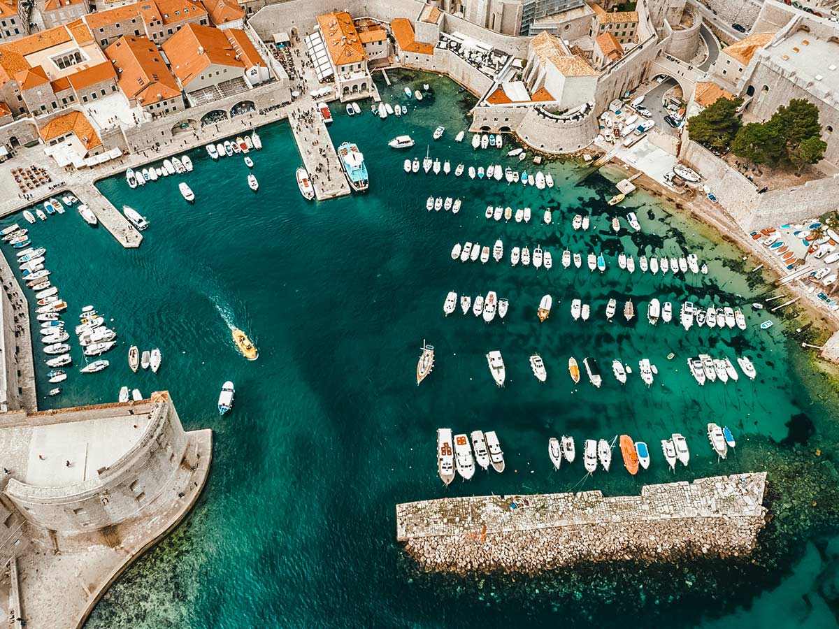 Dubrovnik marina view from above Croatia