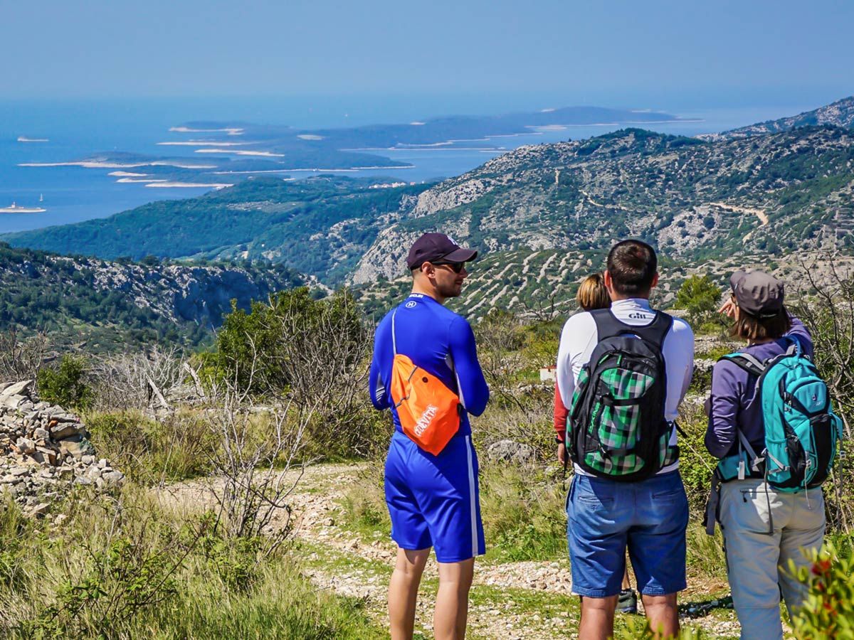 Group of hikers in Hvar Island on Velo and Malo Grablje hike