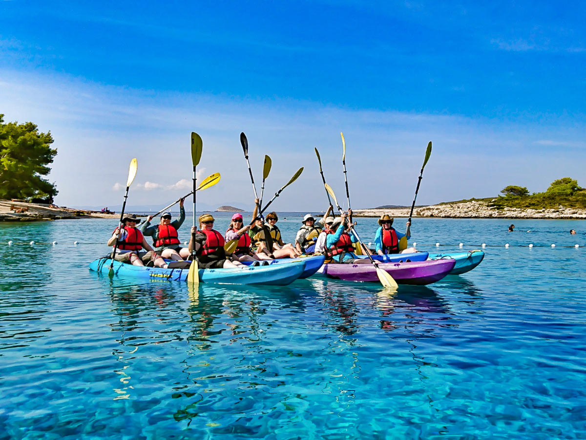 Kayaking in Pakleni Islands on a guided Dalmatian Differences Tour in Croatia