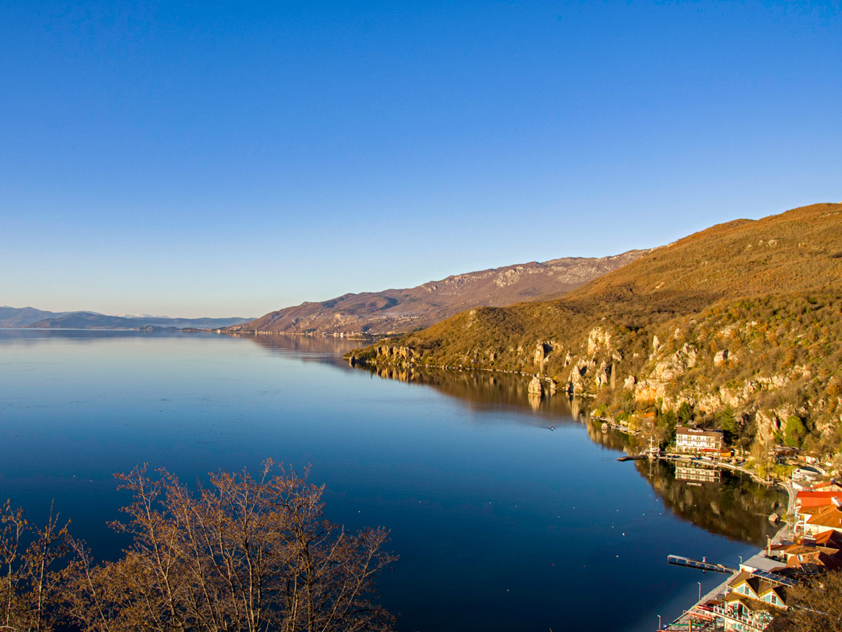 Ohrid Lake near the vilage Trpejca, Macedonia, as seen on a hiking tour in Macedonia and Albania