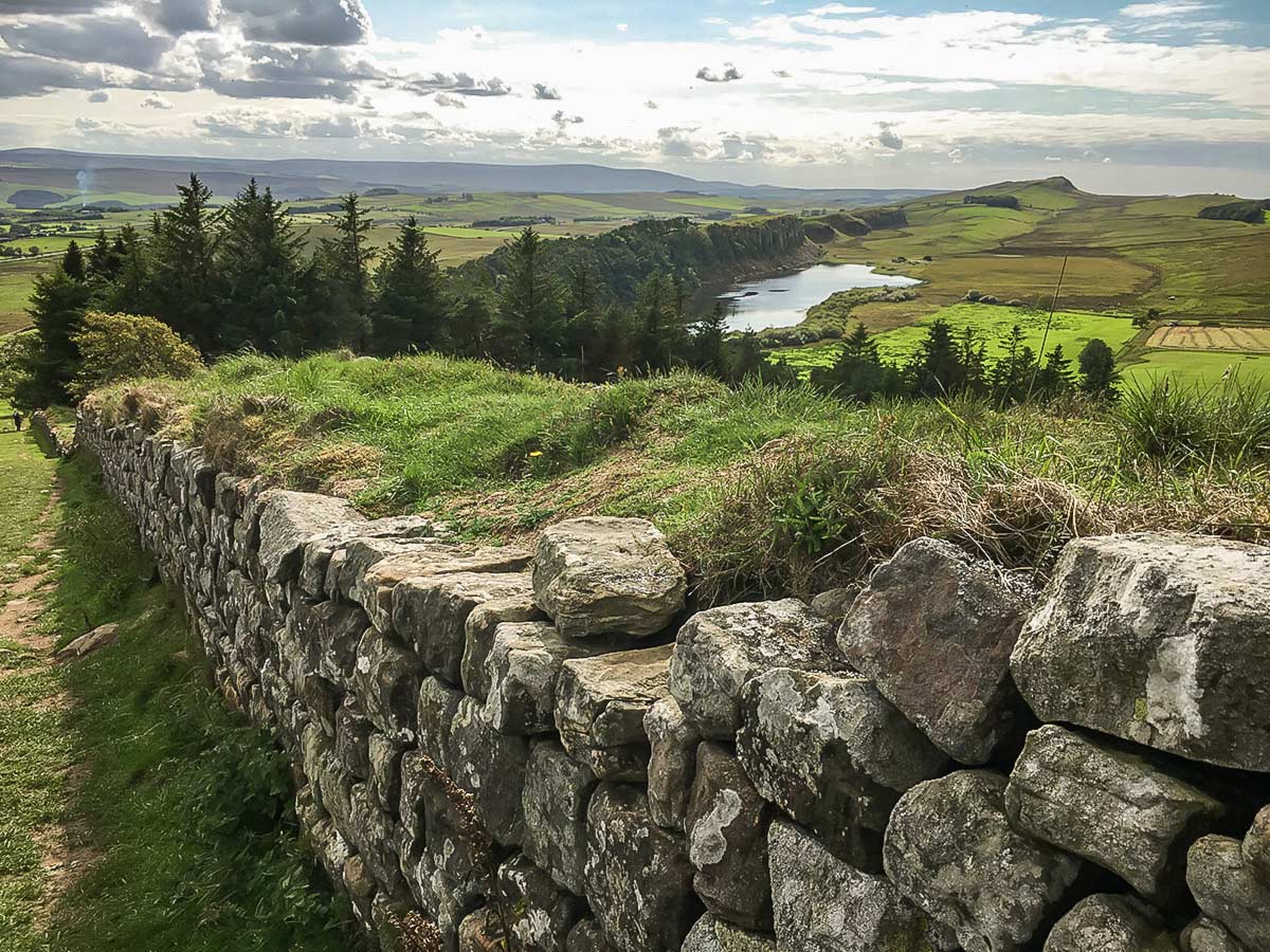 Approaching Broomlee Lough on a self guided Hadrians Wall Path