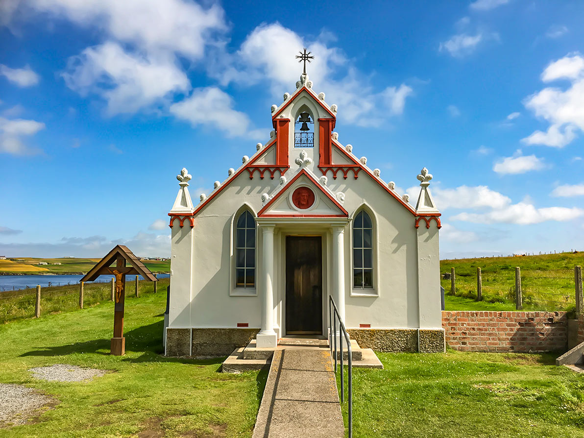 Italian Chapel at Churchill Barriers along the North Highland Way route