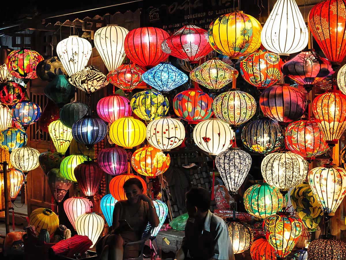 Colorful laterns in Hoi An seen on Vietnam Active Adventure Tour