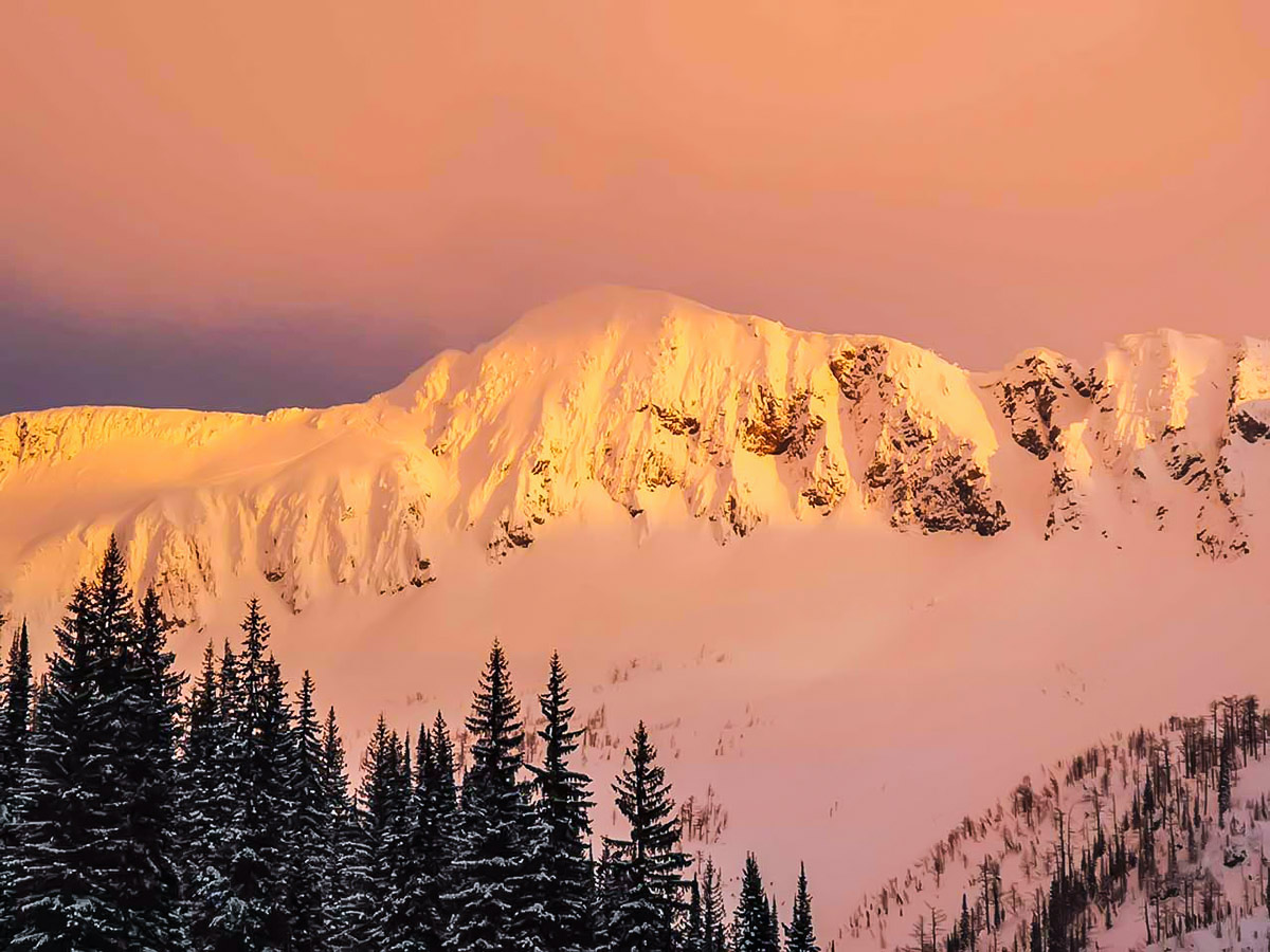 Beautiful mountain views seen on a guided 11-day ski tour in British Columbia