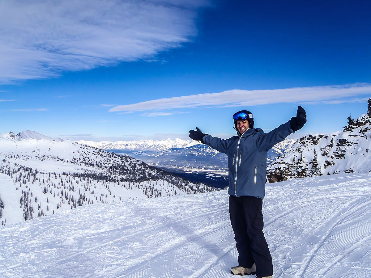 Skier posing in slope in the British Columbia