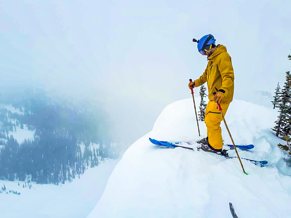 Looking down on the slopes on Backcountry Ski Tour in Canadian Rocky Mountains