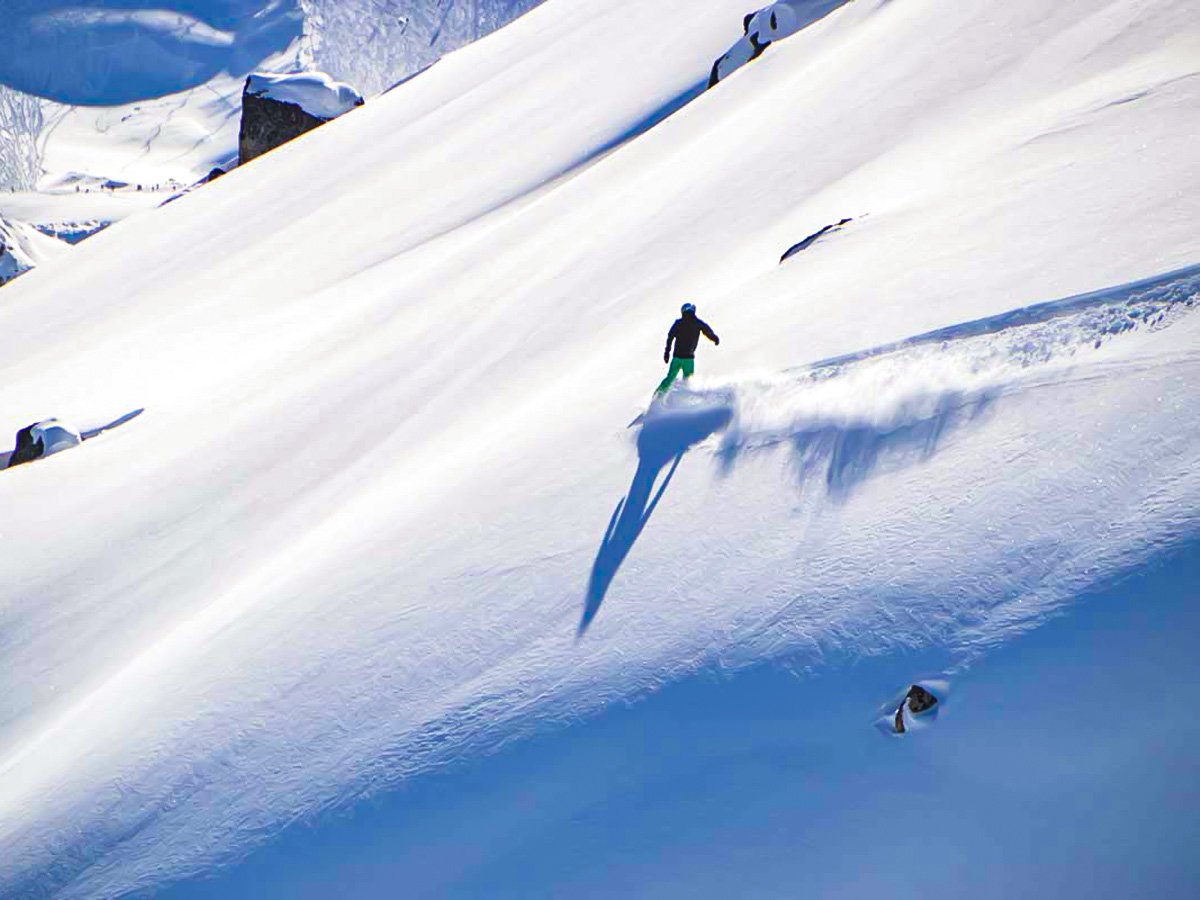 Skiing down the mountain near Nelson Canada