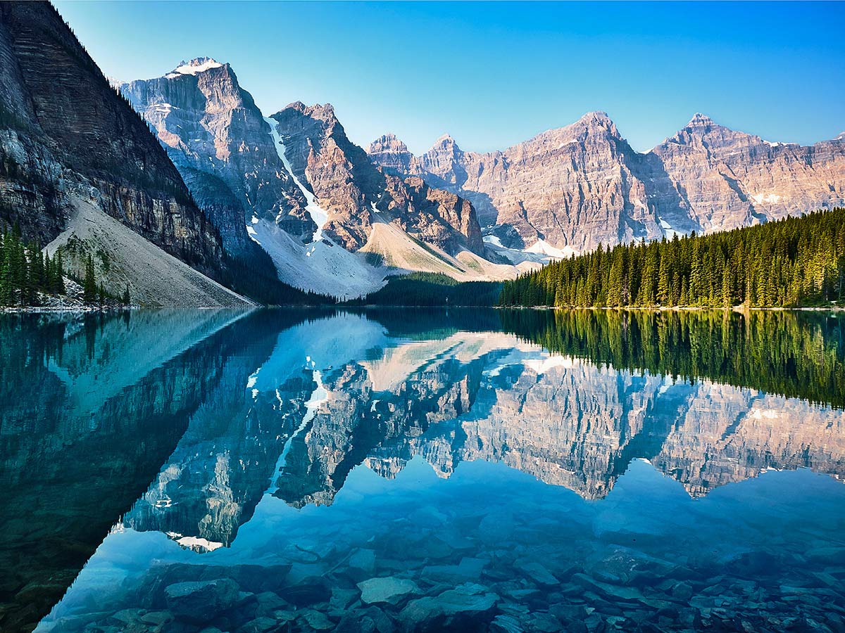 Moraine Lake visited on a guided family friendly tour in Canada