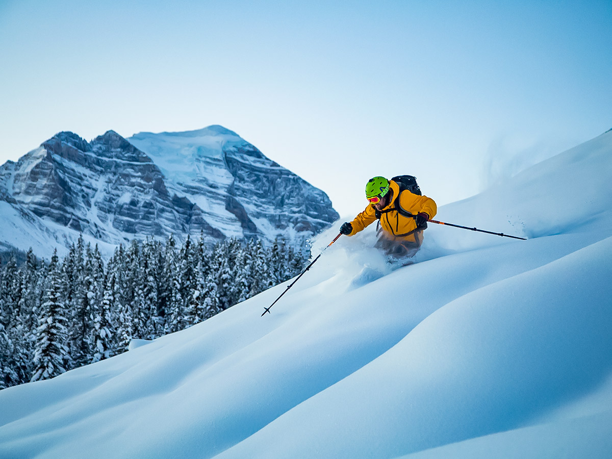 Skier in Rocky Mountain Backcountry Powder Highway tour