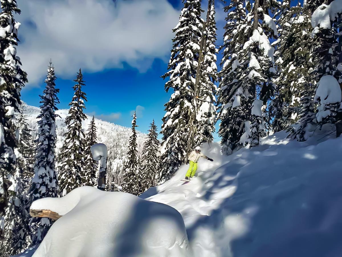 Snowboarding in the Canadian Rockies along the Powder Highway