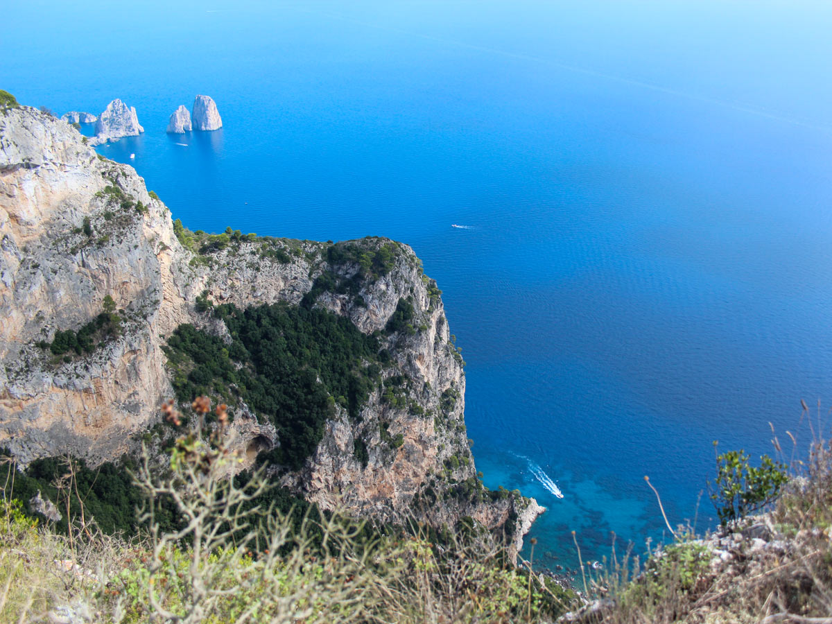 Looking down at the beautiful cove on self guided Amalfi and Capri walk in Italy