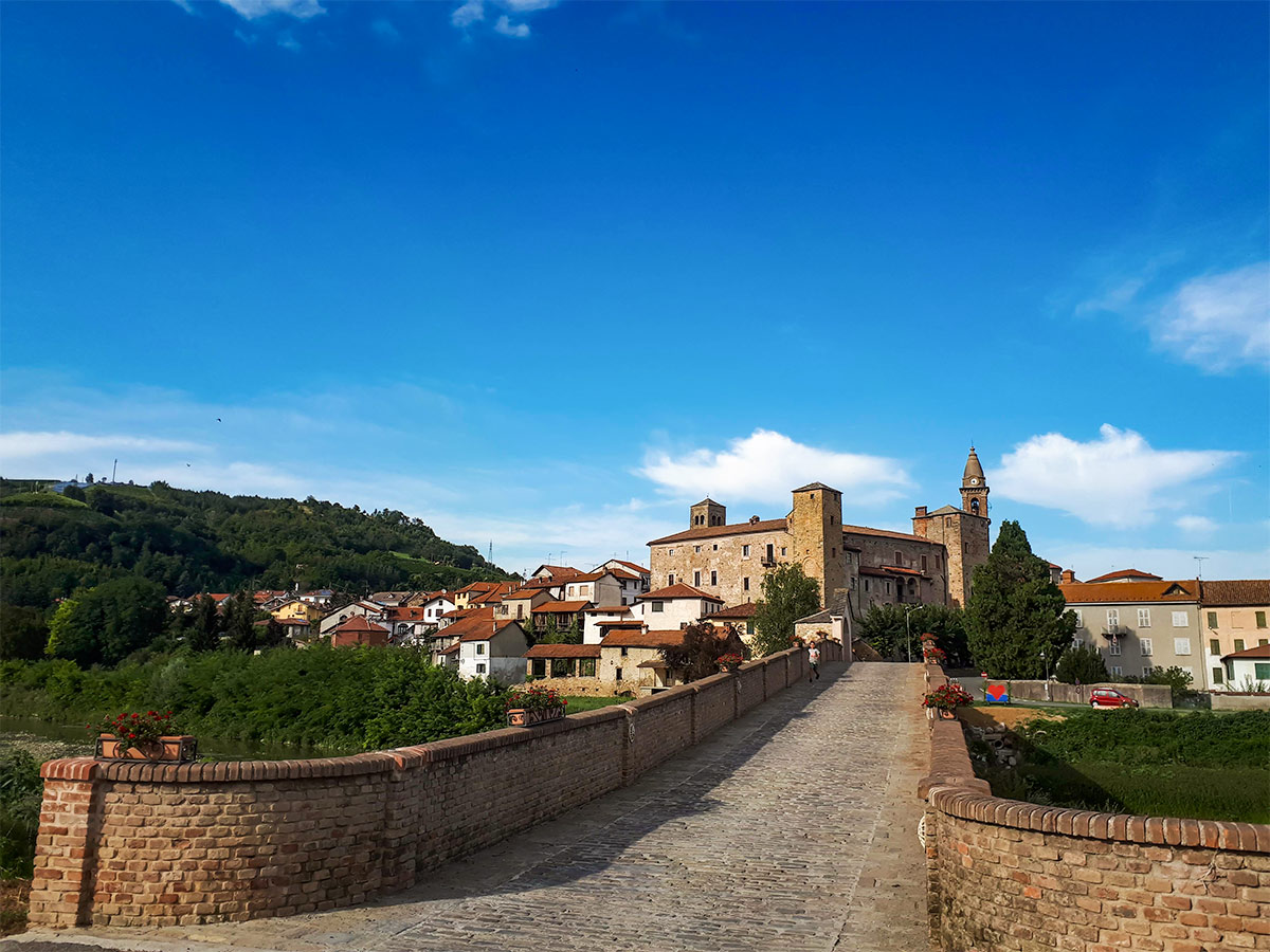 Approacing the town in Barolo region on self guided biking tour