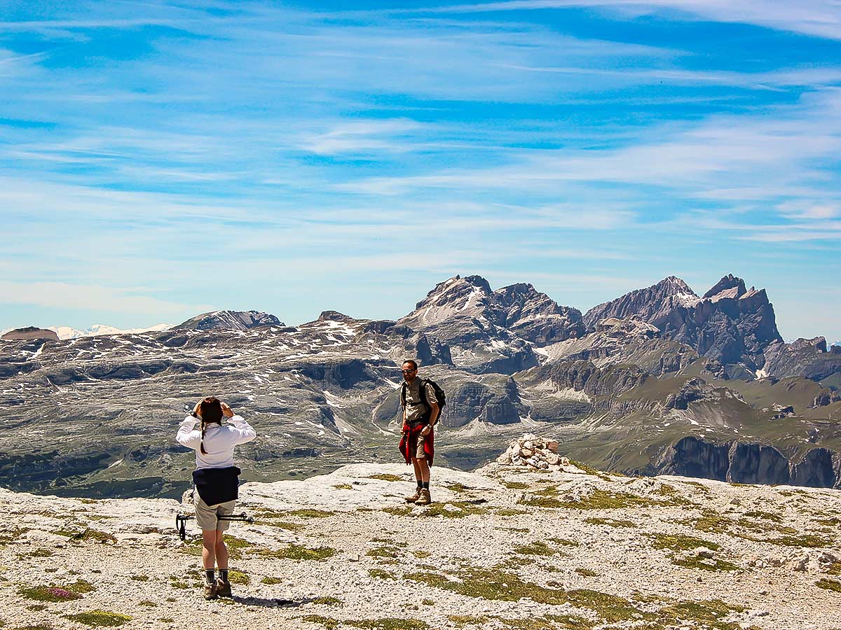 Hikers in Italian Dolomity Alps