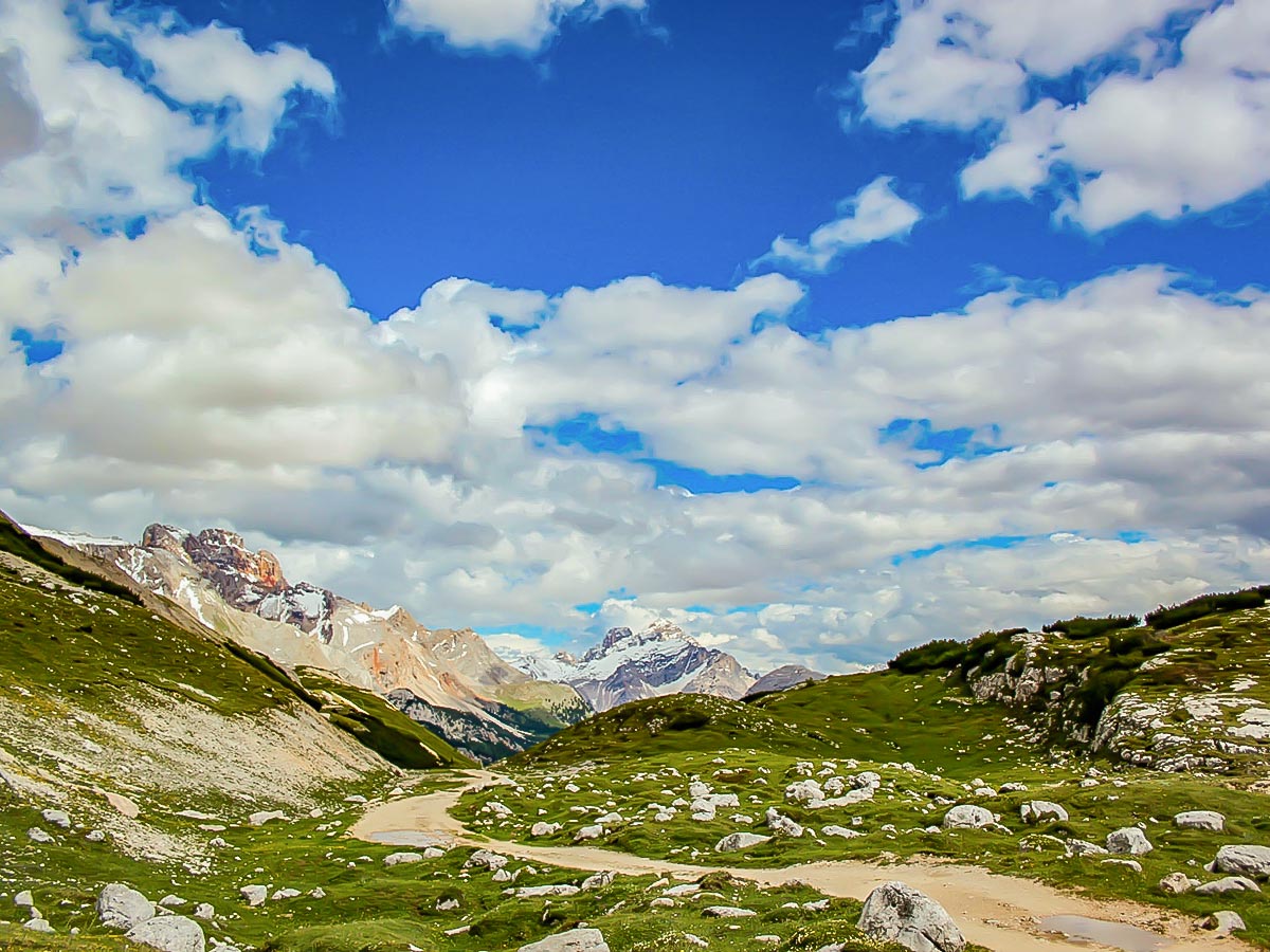 Beautiful meadows of Val Badia visited on Self Guided Trek in Italy