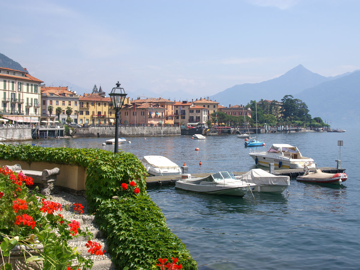 Beautiful Menaggio marina seen on self guided Lombardy Como and Lugano Walk