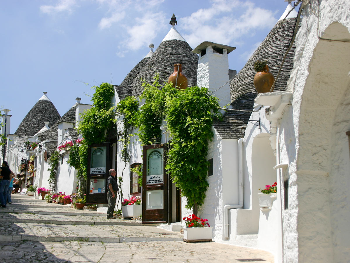 Beautiful white buildings in Puglia Italy