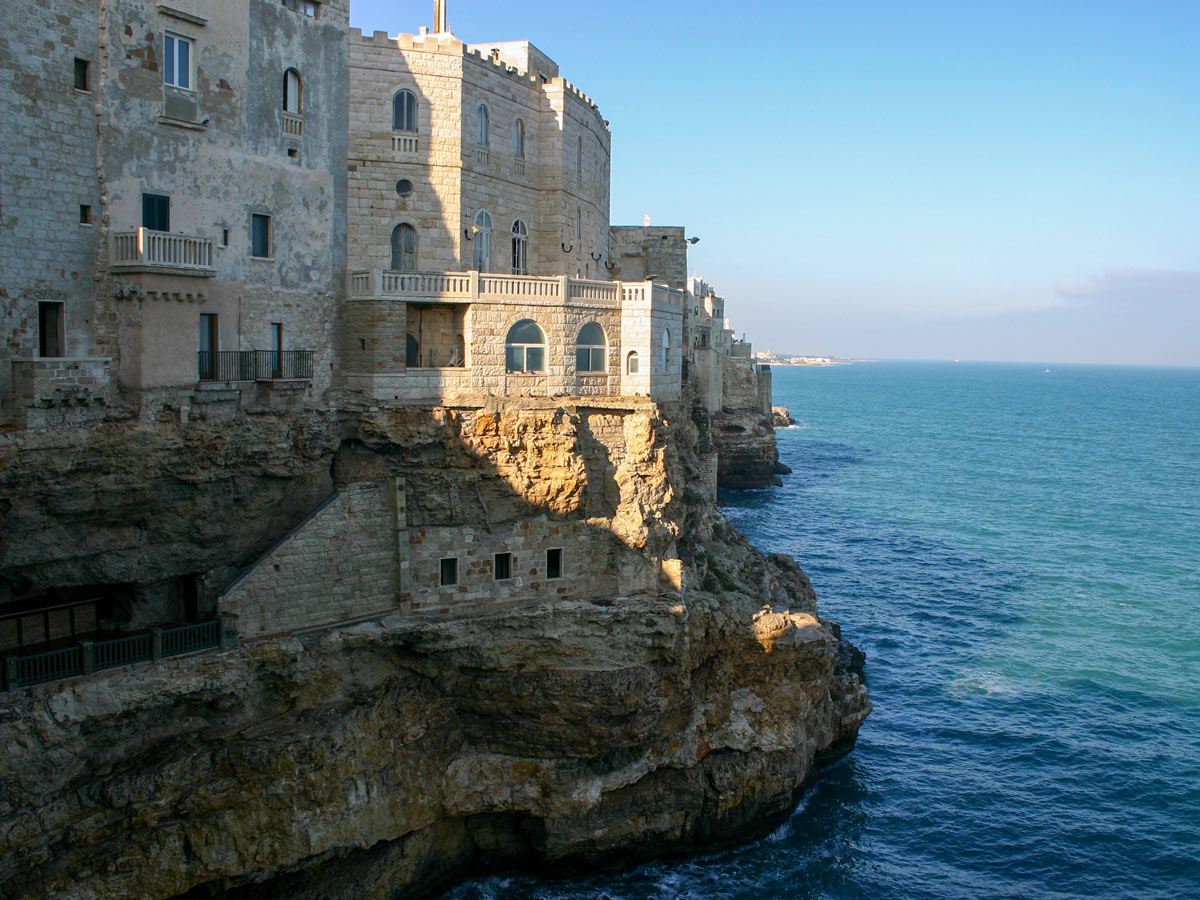 Rocky Mediterranean Sea shores seen on self guided Puglia biking tour