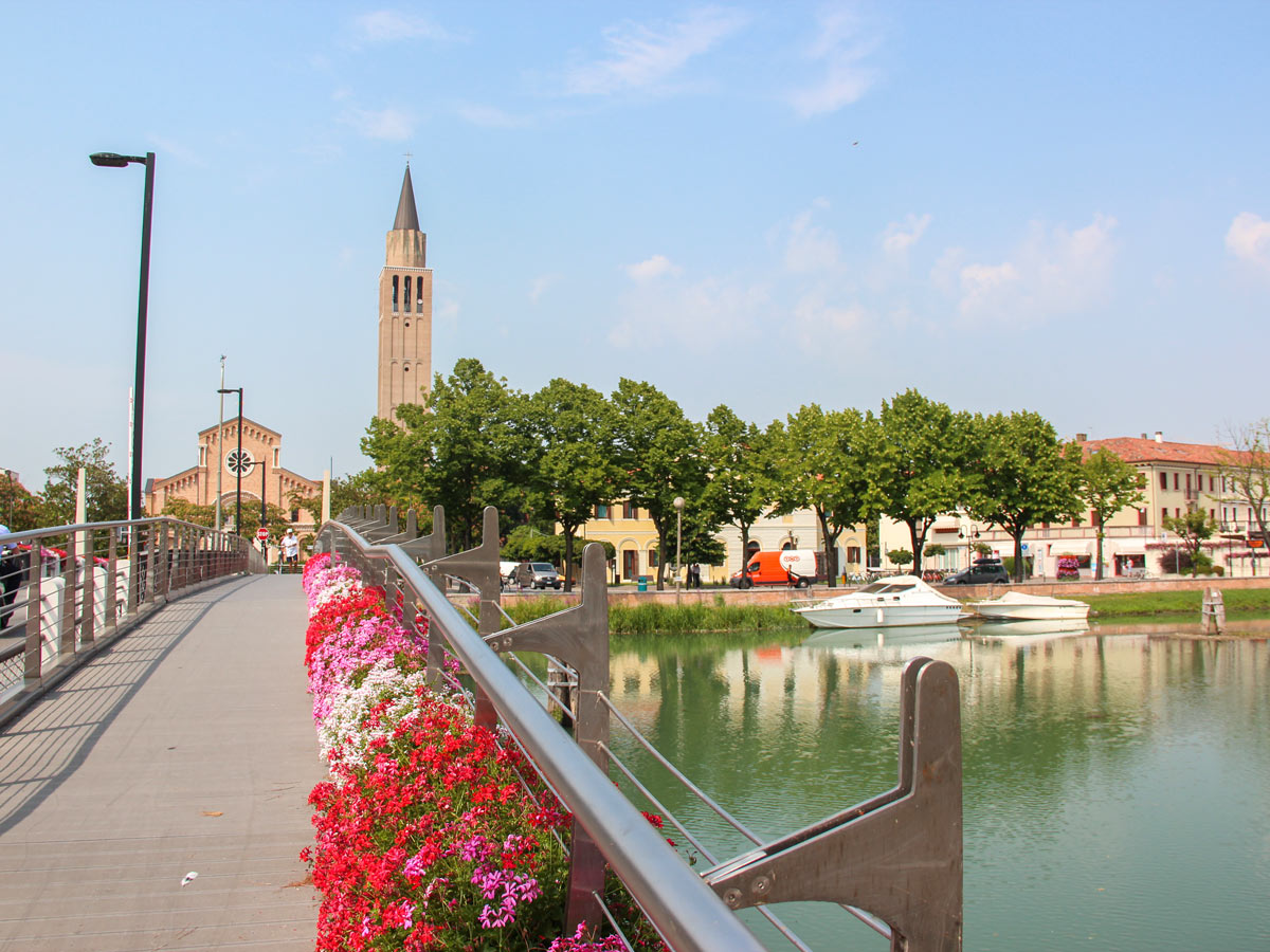 Crossing the bridge on biking tour from Venice to Porec