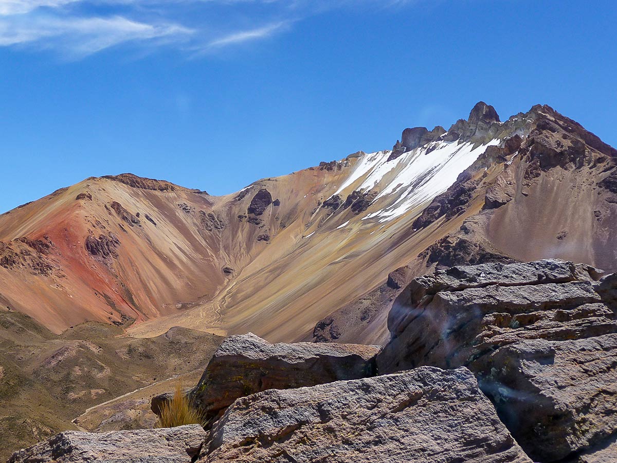 Approaching the Tunupa Volcano on guided Andes Journey in Bolivia Tour