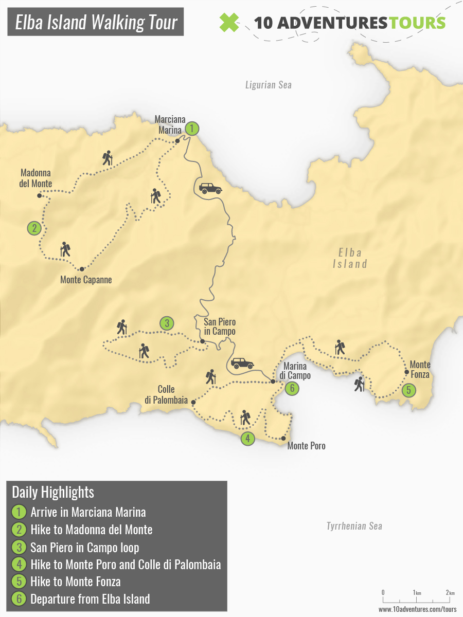 Map of Elba Island Walking Tour