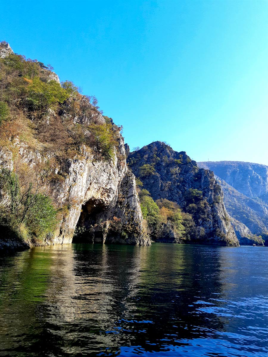 Rock formations along the shores at Matka Canyon Macedonia