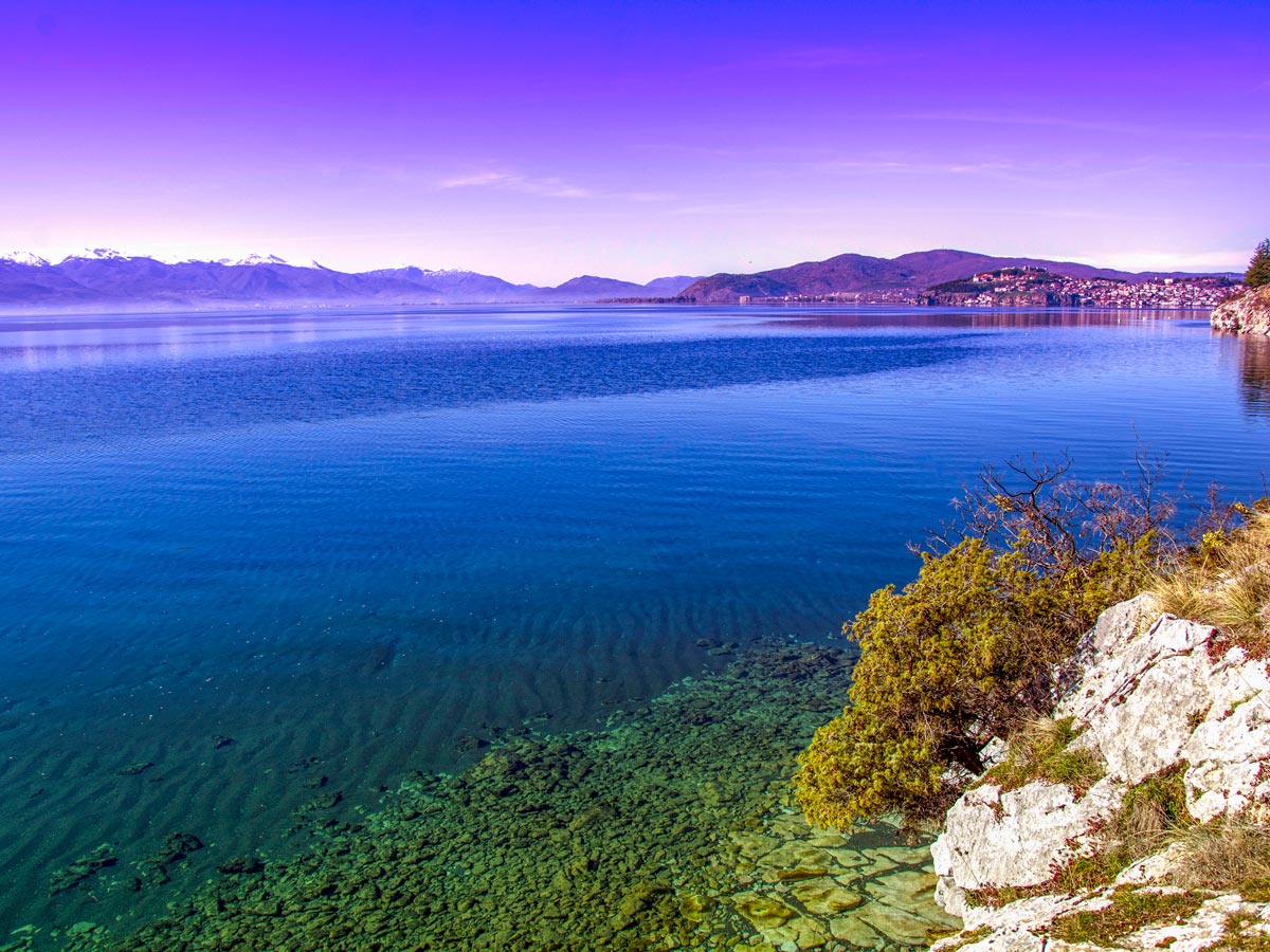 Ohrid lake shore visited during the Grand Macedonia Hiking Tour with a guide