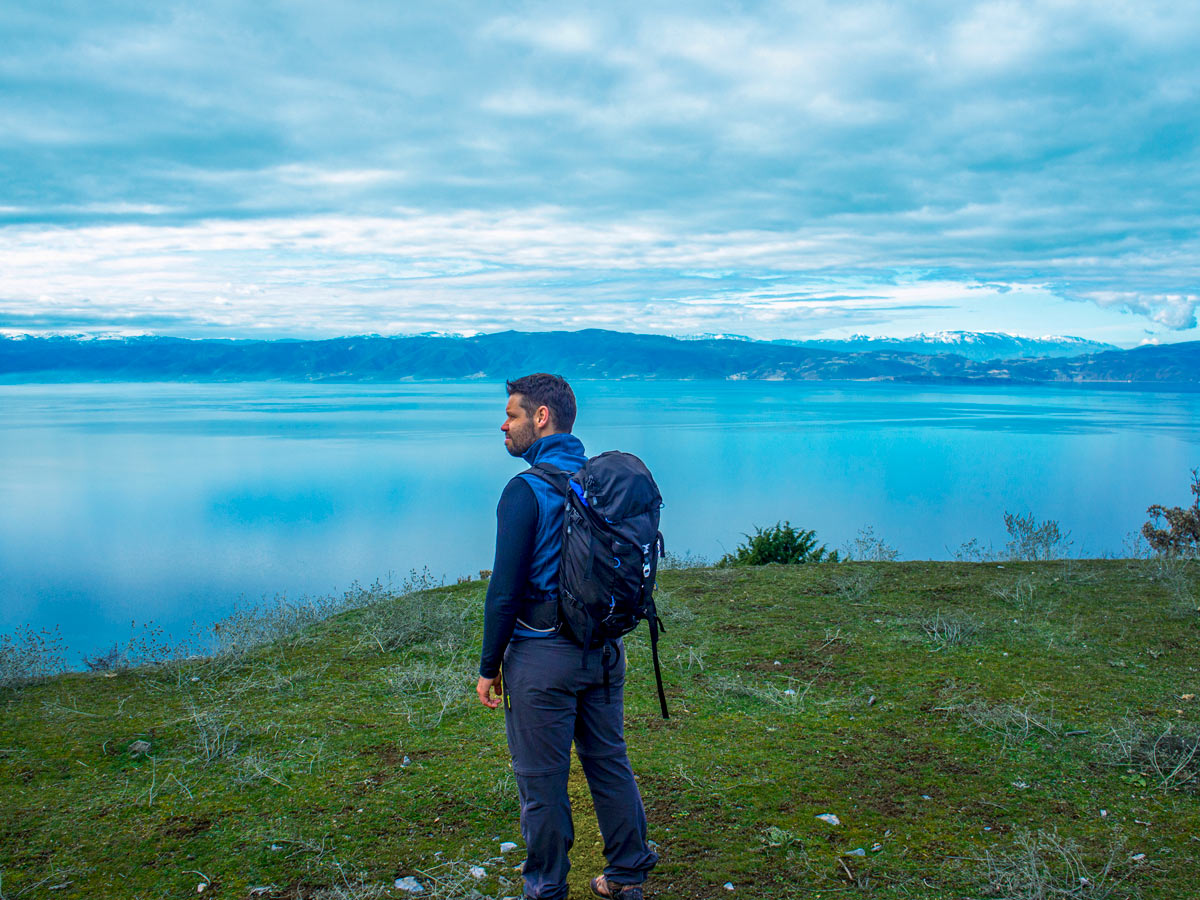 Hiker on a Two Lakes Hiking Tour in Galichica National Park Macedonia