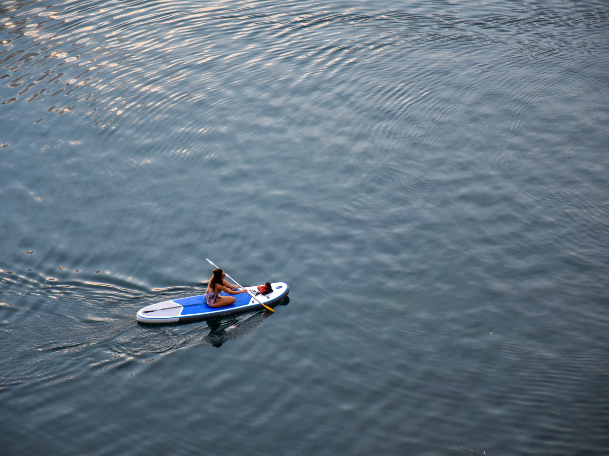 Paddling on Lake Ohrid Macedonia as seen on Two Lakes Hiking tour