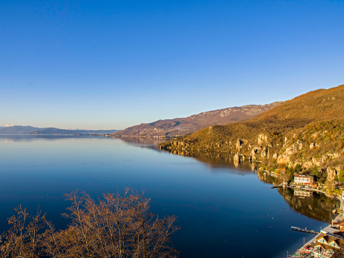 Ohrid Lake views from the Two Lakes hiking tour near the vilage Trpejca Macedonia