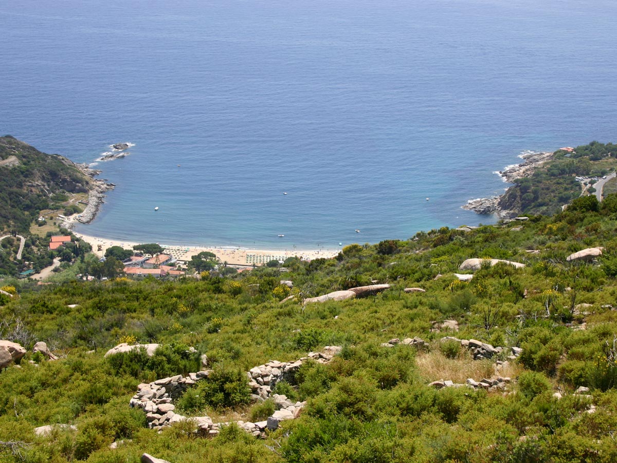 Looking down on the cove in Elba Island while on hiking tour