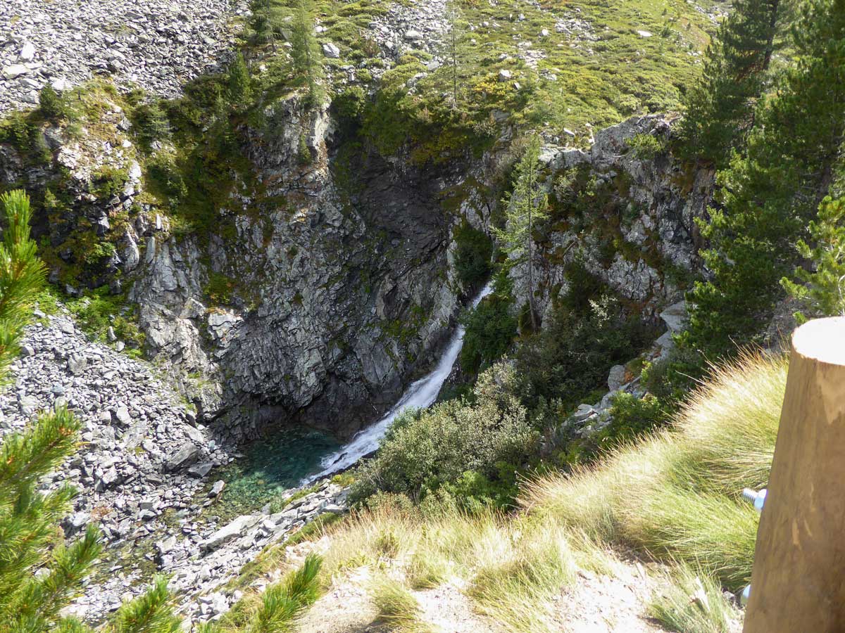 Beautiful waterfalls along the Bardoney valley seen on self ugided Aosta Valley walk