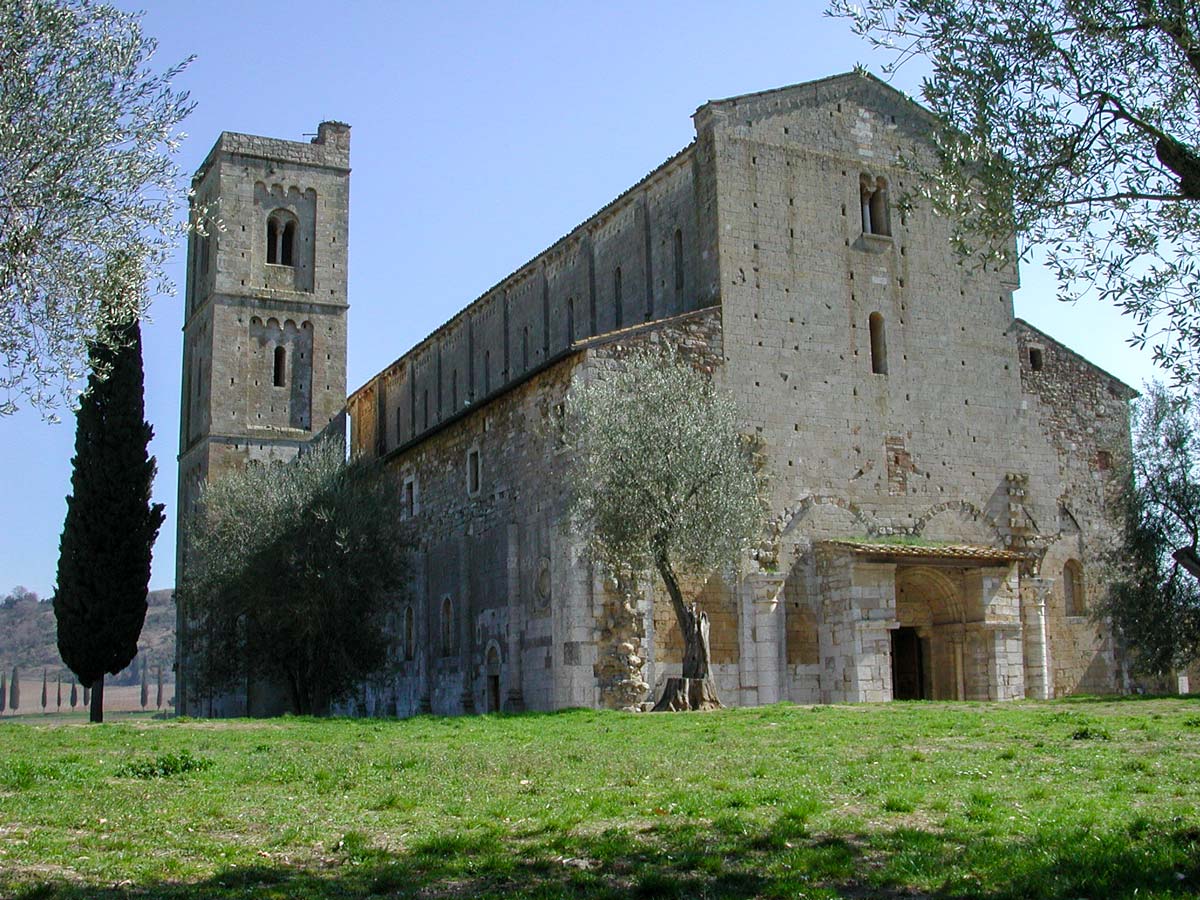 Beautiful S. Antinimo Montalcino fortress visited on self guided biking trip in Val dOrcia Tuscany Italy