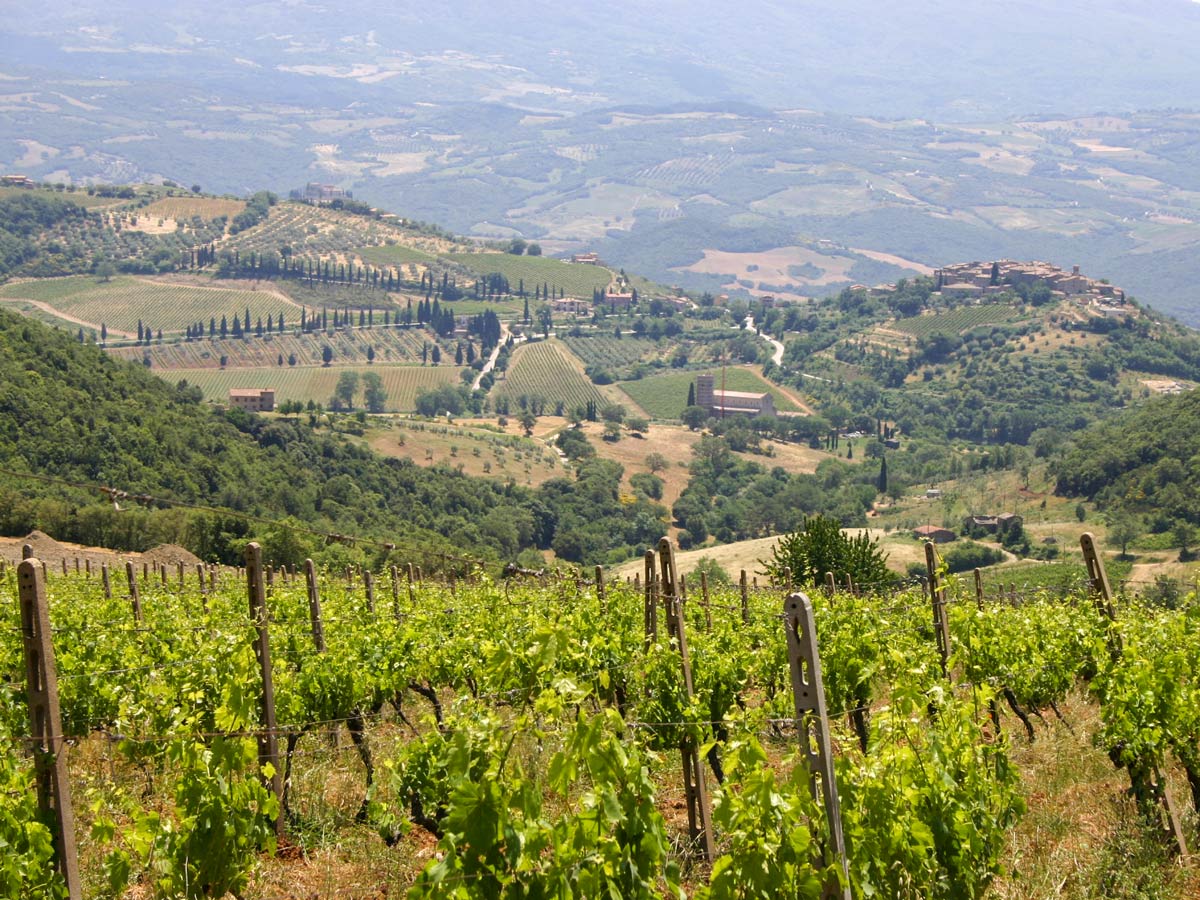 Tuscan views from the above seen on self guided walking tour in Val d