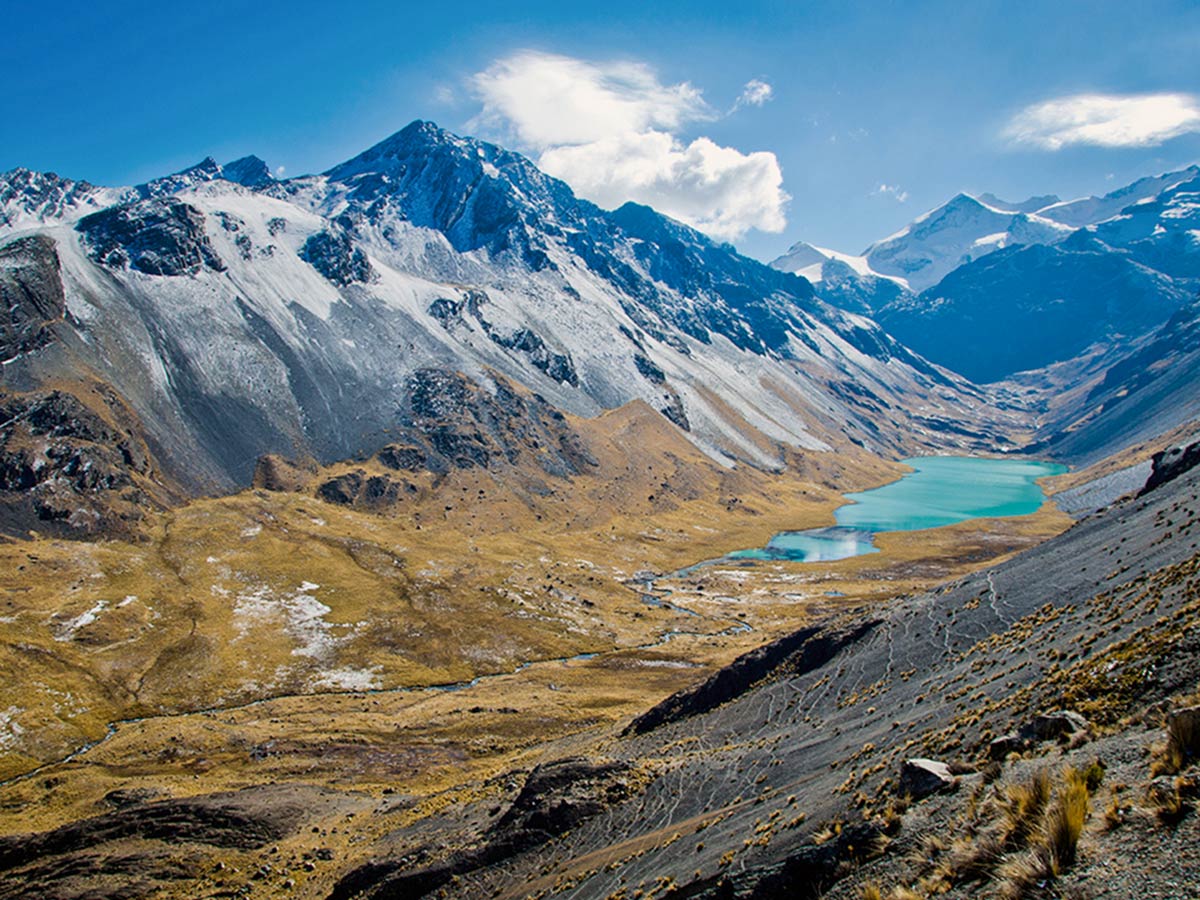 Stunning mountain scenery from Cordillera Real Trek in Bolivia