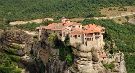 Meteora Monasteries, visited on Cycling with Gods tour in 3 Balkan Countries, including Greece