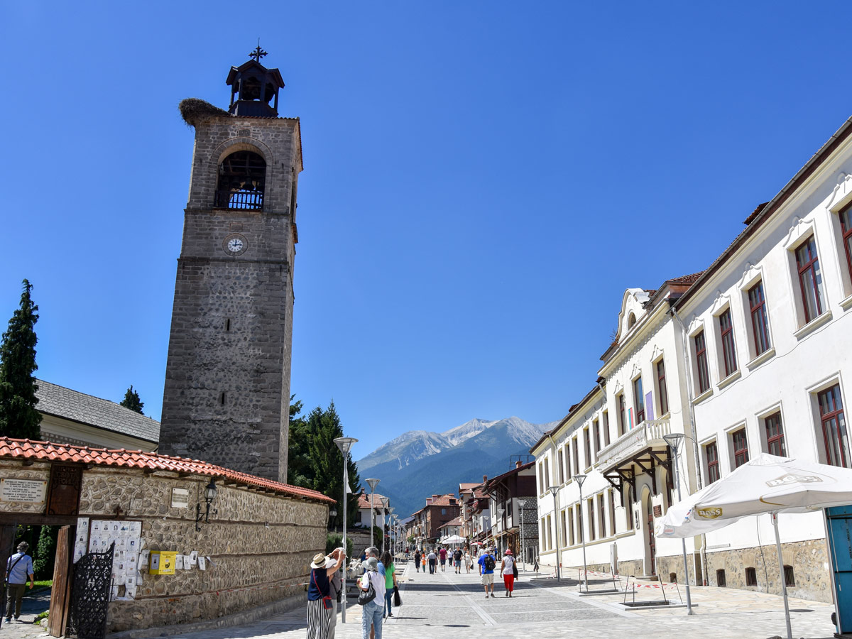 Bansko town seen on guided cycling tour in Balkans
