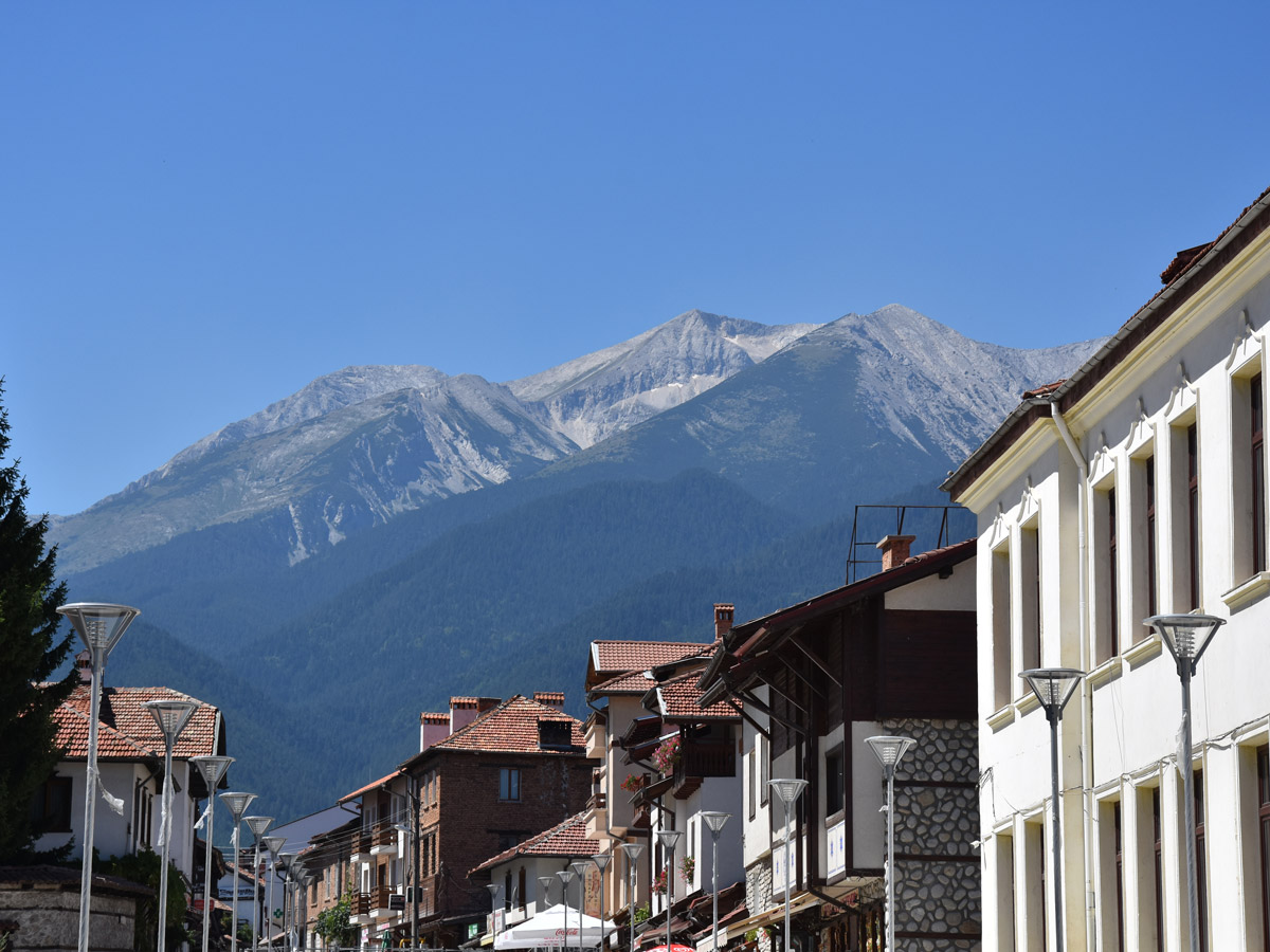 Mountain views in Bansko seen on a guided cycling tour in Balkan countries