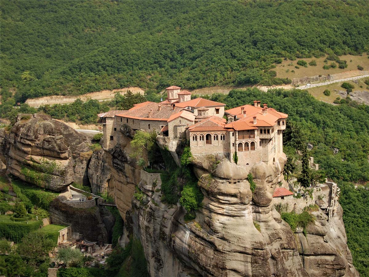 Meteora Monasteries in Greece visited on guided hiking tour in Balkans