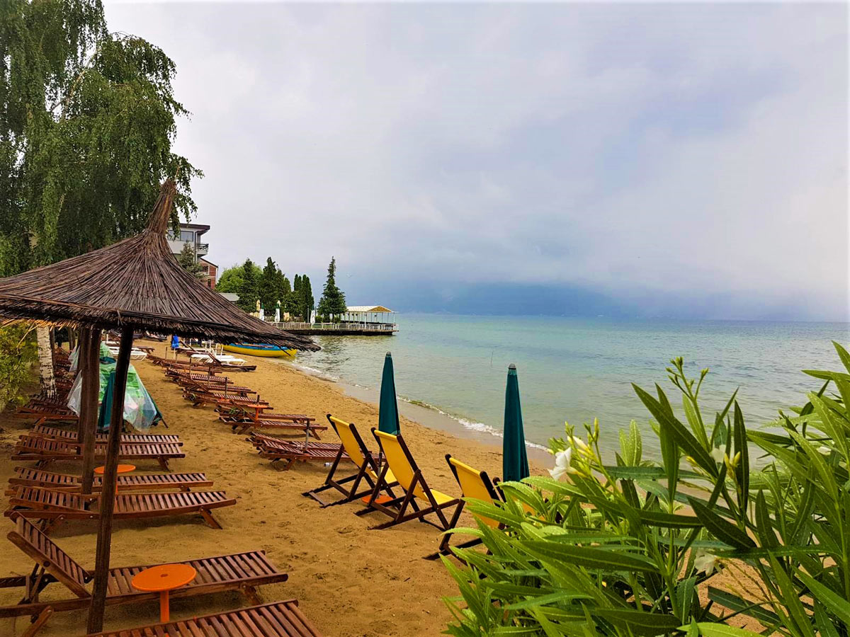 Pogradec beach in Albania as seen on a guided tour in Balkans